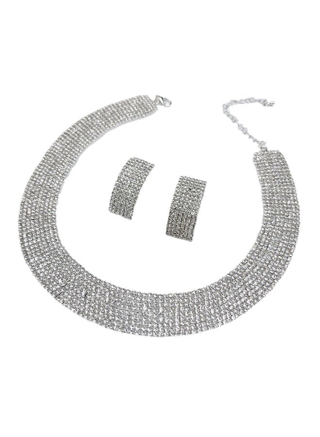 Ucanbe Luxury Full Rhinestone Claw Chain Necklace & Earrings Set – Multi-Layer Collar Necklace for Evening Dresses - Image 3